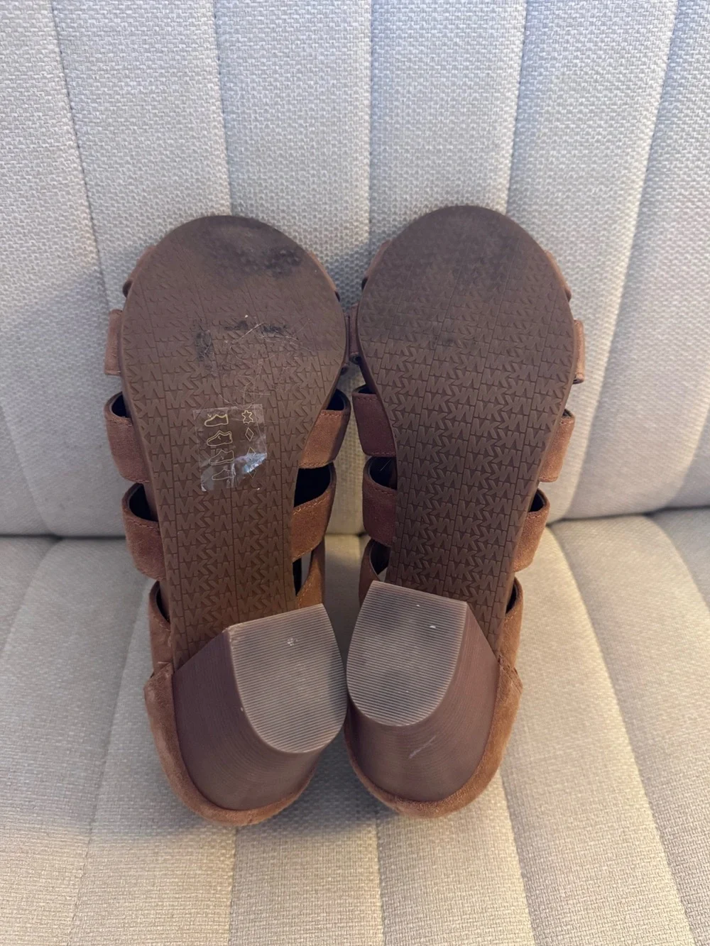 Michael Kors Brown Suede Strappy Block Heel Sandals